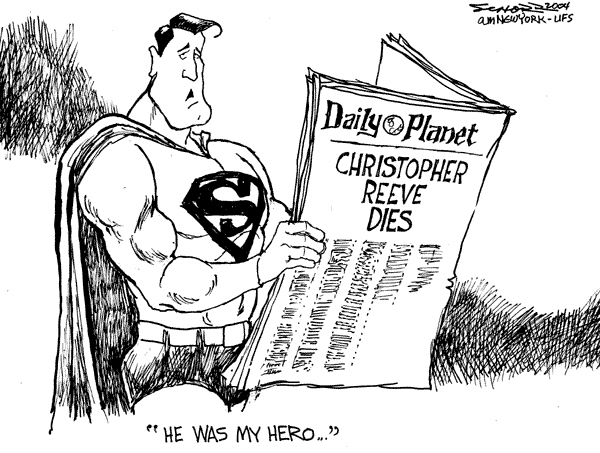 Superman Reads Reeve Died Cartoon